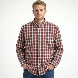 Tommy Hilfiger Shirt Button Down Mens L Plaid Red Navy Blue Long Sleeves Check